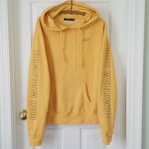 Obey mustard yellow hoodie Sz L